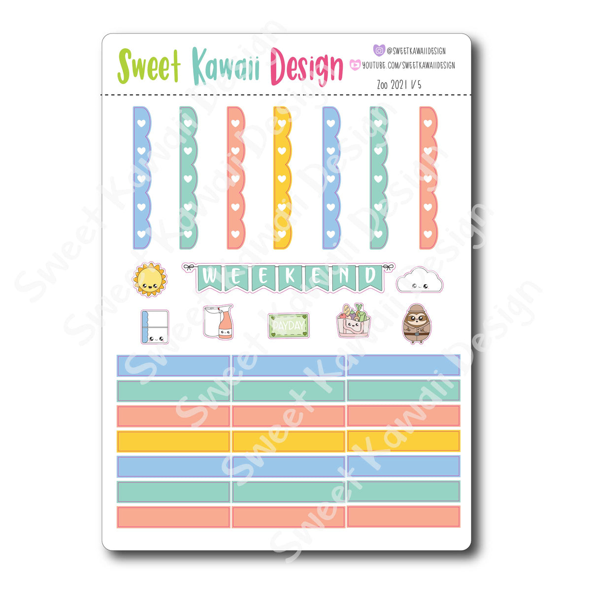 Days of the Week Stickers - Bold Script – Sweet Kawaii Design